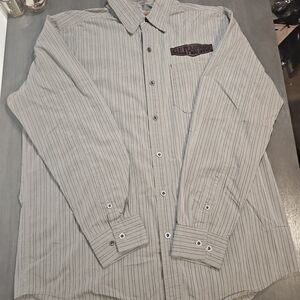Harley-Davidson Men's Gray Stripe Button-Up Shirt